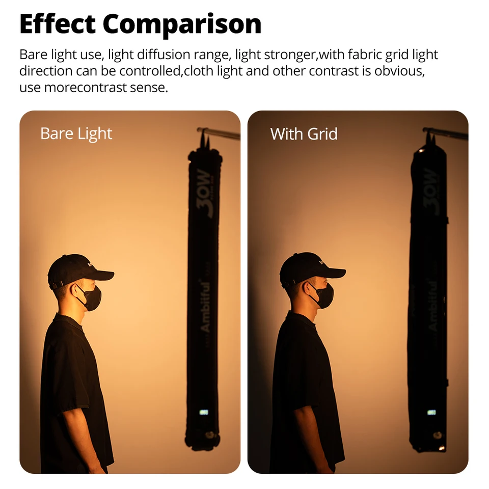 AMBITFUL SA30 Aufblasbare Schlauchleuchte Wabengitter Softbox für AMBITFUL GC30R Luftschlauchleuchte