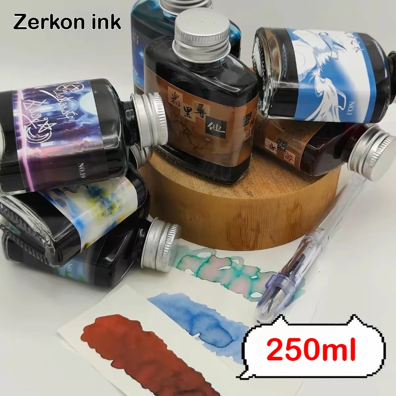Zerkon ink 59 Colors Sheen Fountain Pen Ink 250ml Gradient Color Ink for Majohn Hongdian JINHAO Stationery School Supplies