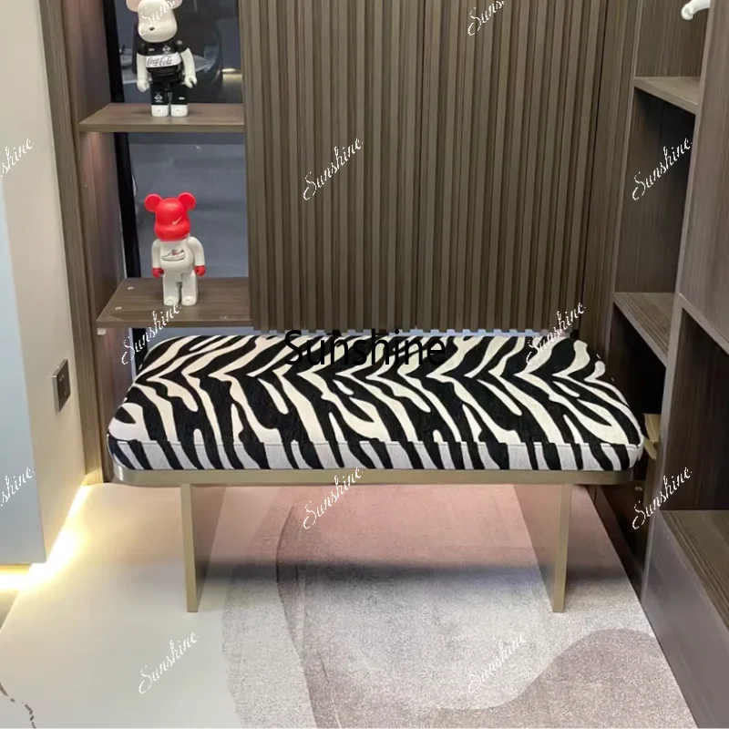 Light luxury zebra pattern bedside stool household door shoe changing stool