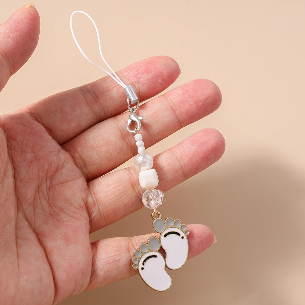 Aihua Niedlicher Baby-Fußabdruck Handy-Lanyard Schlüsselanhänger Handgefertigte Telefonkette Hängender Telefonriemen Schmuck Geschenke Accessoires – Detail 6