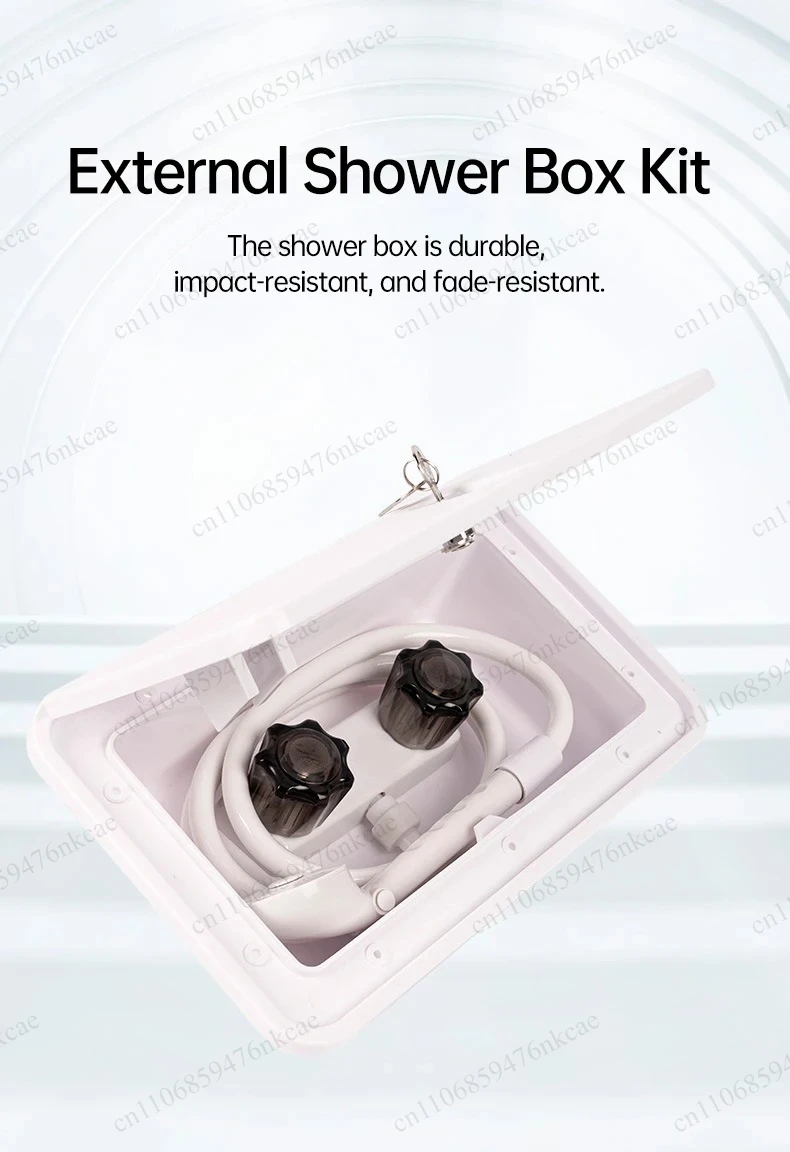 for Camper Caravan Boat RV Marine External Shower Box with Lock Hot Cold Mixer Built in Hand Shower and Hose