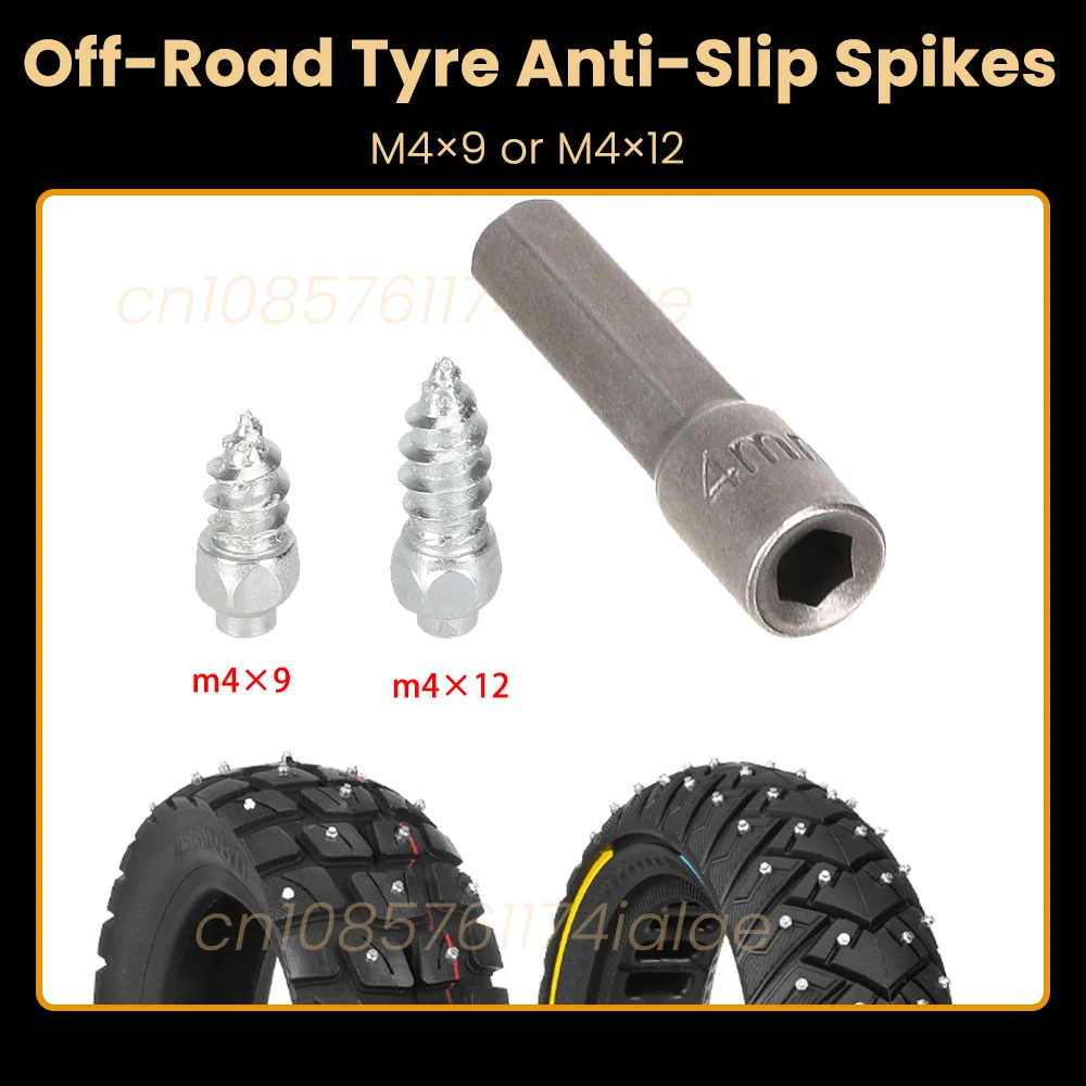 

M4x9 M4x12 Anti Slip Ice Screw Kit Electric Scooter Solid Tubeless Tire Snow Stainless Steel Stud Set Wheel Spikes Off-Road tyre