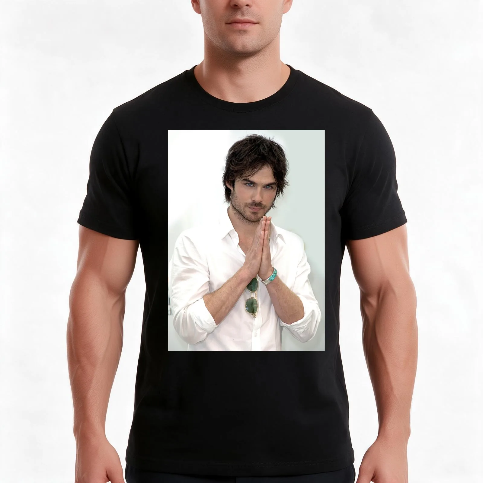 Ian Somerhalder Damon Salvatore T-Shirt Summer Casual Cotton Tee Oversized Streetwear Tops Vintage Graphic Print 100% Cotton
