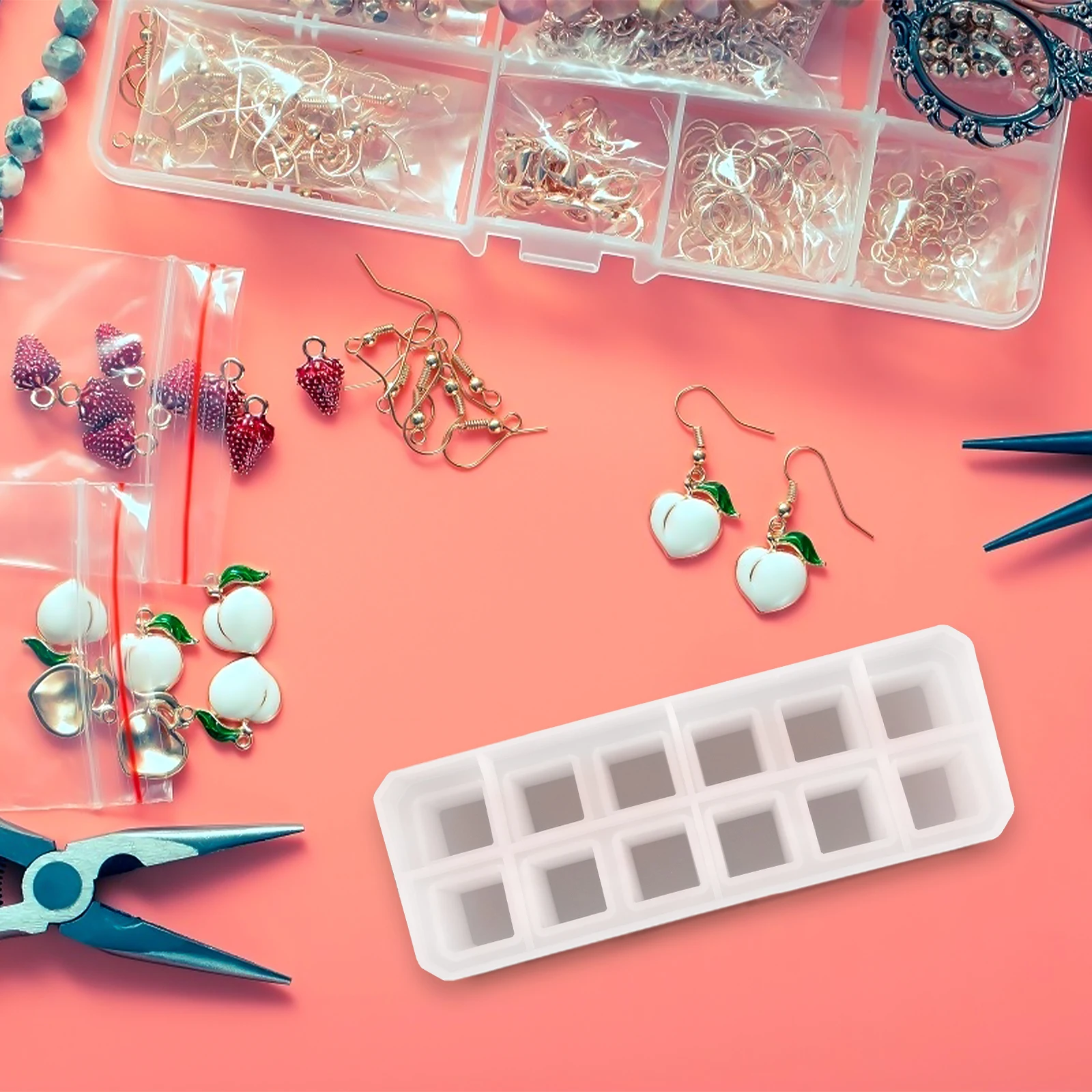 

Silicone Mold For Diy Lipstick Storage Box Making Crystal Casting Crafts Organizer Molds Flexible Practical Tool Kit For