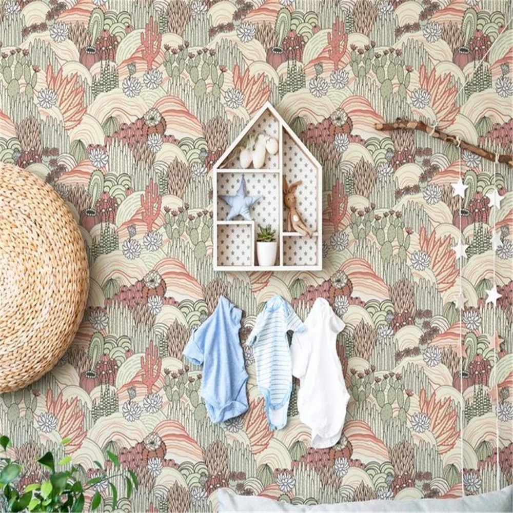 

Customized mural of tropical plant succulent cactus wallpaper bedroom living room dining room background 3D wall paper stickers