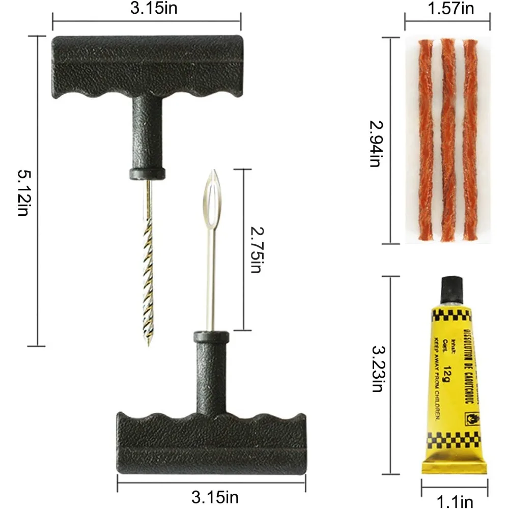 Tubeless Tire Repair Kit Tools T-Handle Plugger Tire Repair Repair Strings Rubber Strips Repair Plugs Rubber UTV ATV,Pack of 6