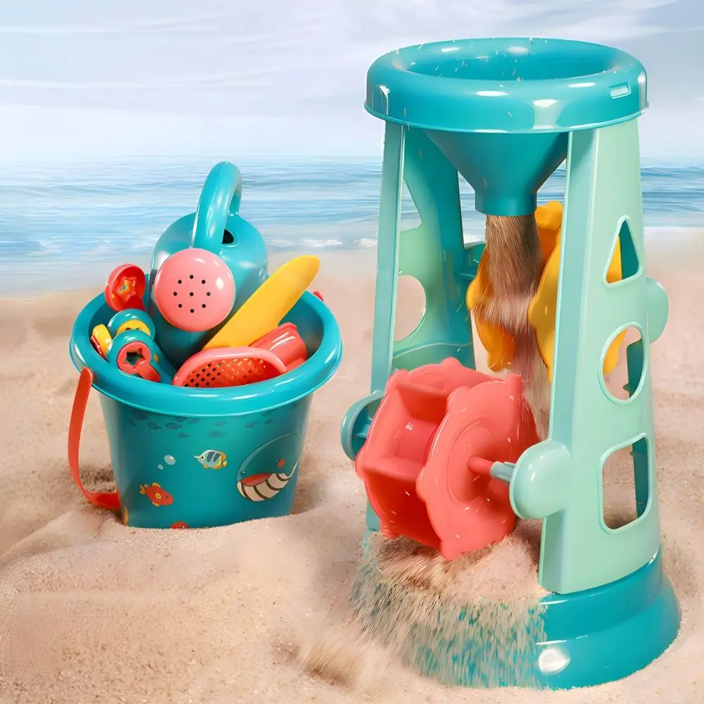 5/13/18Pcs New Plastic Beach Set Colorful Hourglass Tower Beach Sand Set Water and Sand Play Sand Play Kit Outdoor Fun