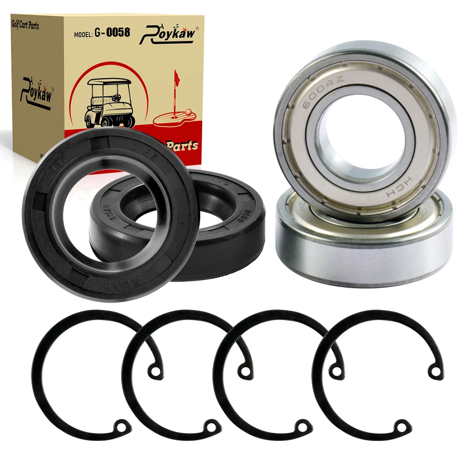 Roykaw Golf Cart Rear Axle Bearing & Seal Kit for EZGO TXT, RXV, Medalist & Marathon 1978-up, OEM# 611931, 15112G1, 15114G1