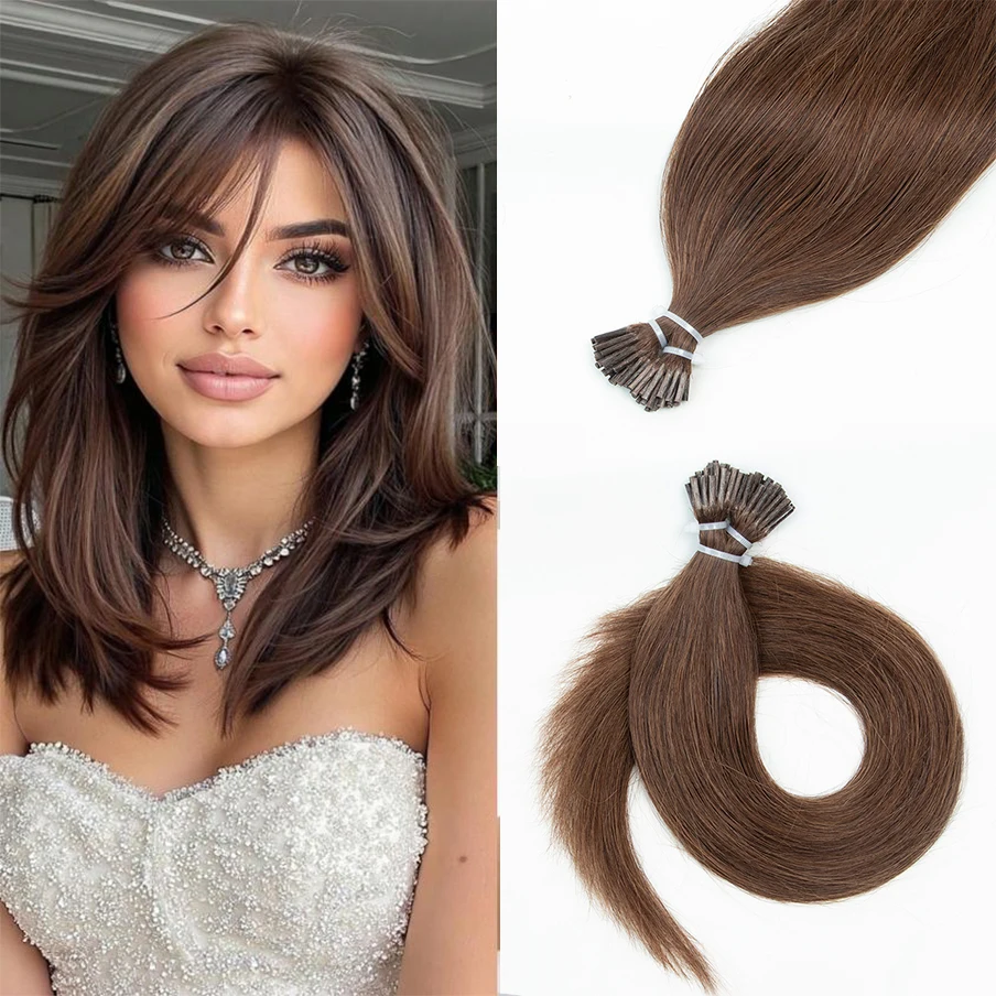 

Кератиновые пряди I-Tip для наращивания волос, 50 шт., термостойкие, из 100% натуральных волос, без спутывания, для салонов