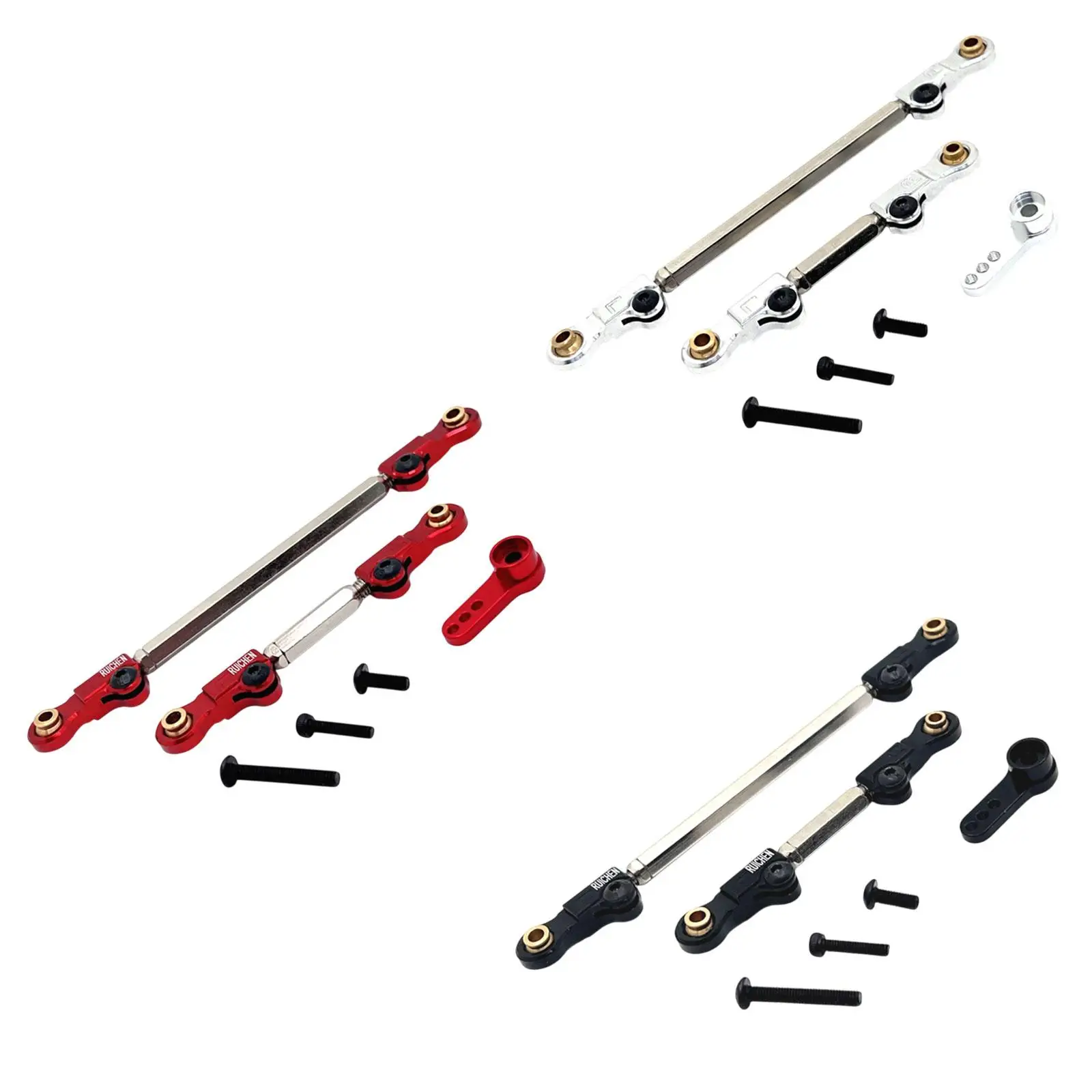 2 Pieces Steering Link Rod RC Car Push Rods with Servo Arm RC Pull Rod for H12Y H12Y+