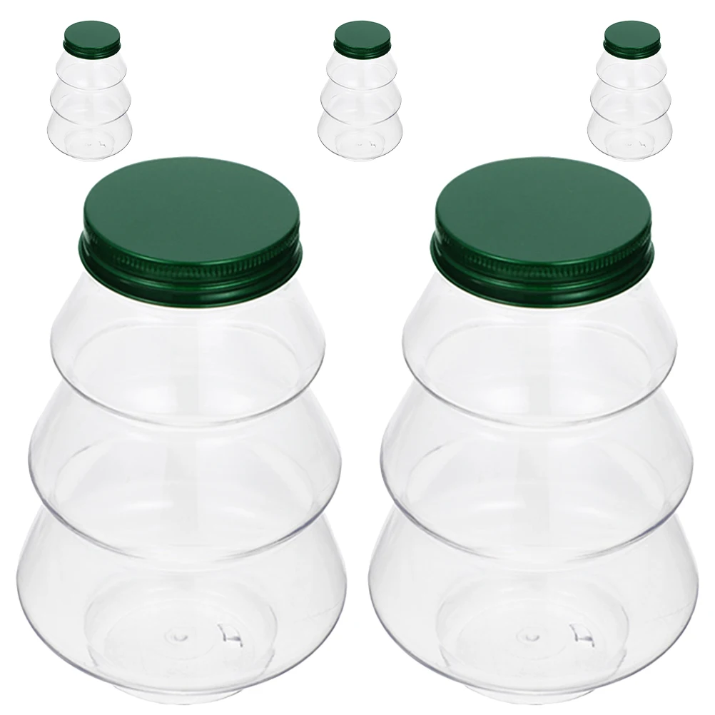 

5Pcs Juice Bottles Clear Reusable Christmas Tree Shape Sealing Design Portable for Milk Tea Cold Beverage Camping Travel Outdoor