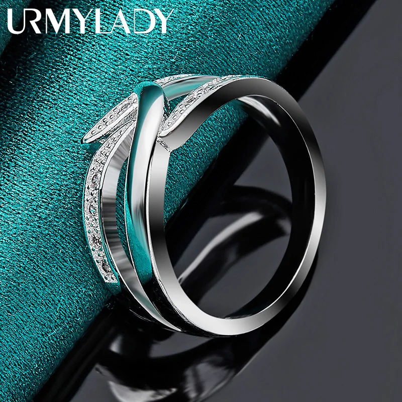 URMYLADY 925 Sterling Silver Wicker Zircon 7-10# Ring For Women Charm Wedding Engagement Fashion Jewelry