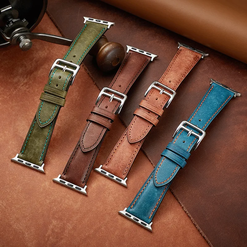 Applicable for Apple  Watch with Italian Frosted  Vintage for AppleiWatch7/8 Strap Niche Trend