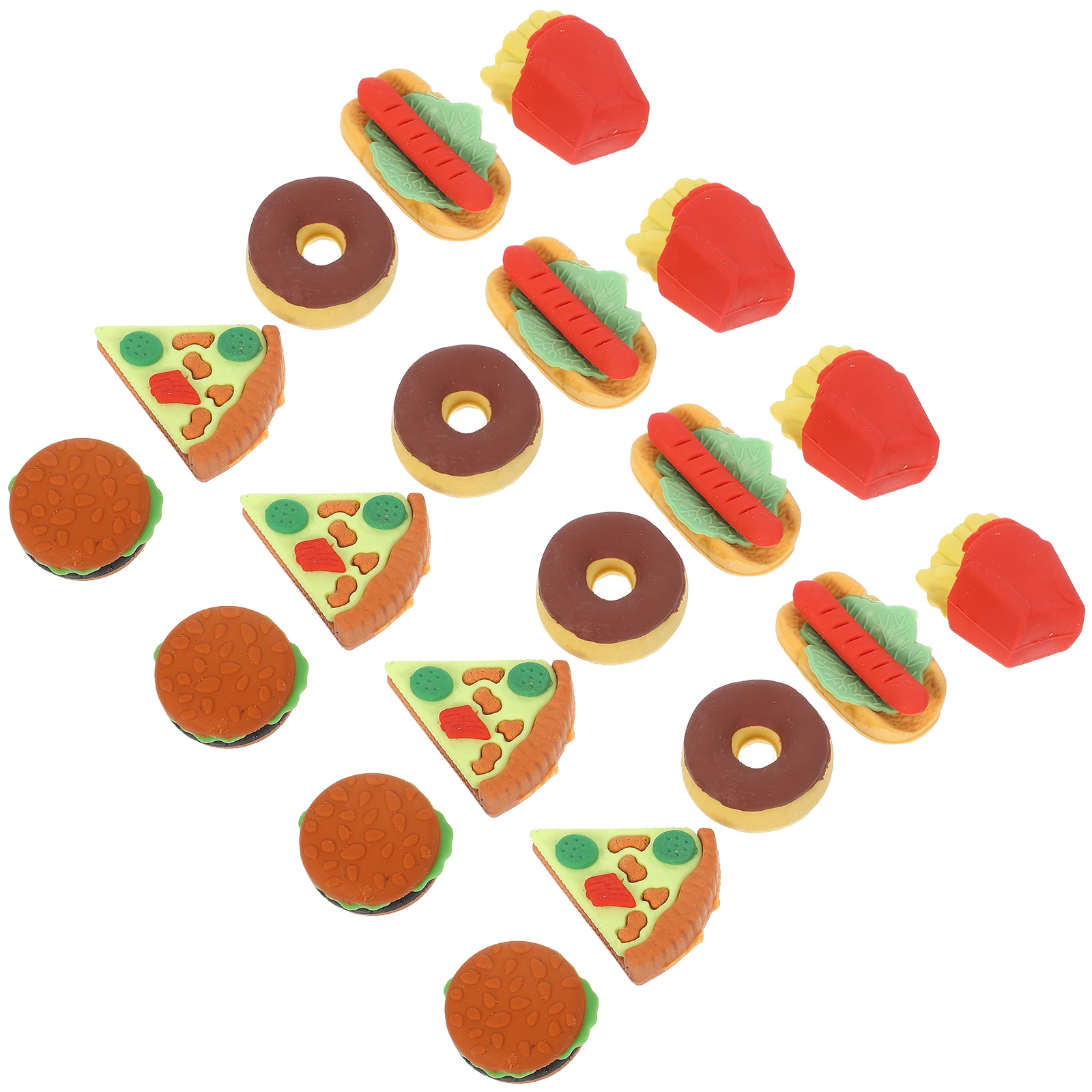 

50 Pcs Simulated Hamburger Eraser Fun Erasers for Kids Food Mini Toys Cartoon Donut Tpr Child