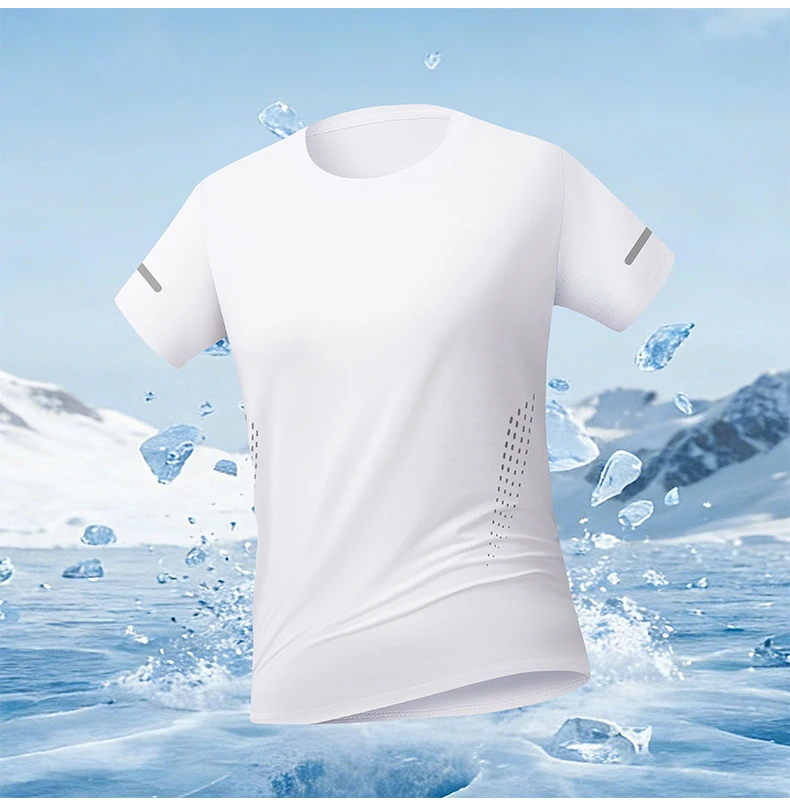 Sommer-Kurzarm-T-Shirt für Herren und Damen, dünnes, atmungsaktives, schnelltrocknendes Sport- und Freizeit-T-Shirt aus Eisseide – Detail 10