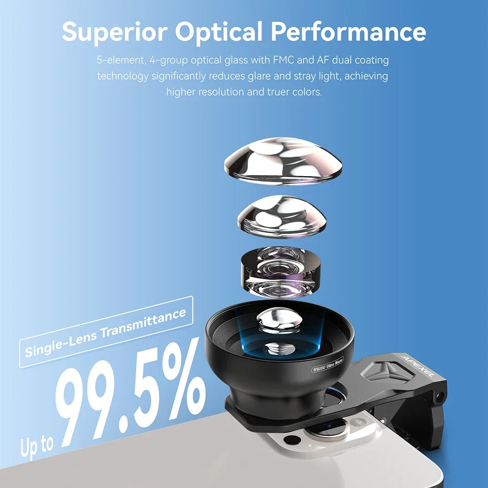 APEXEL 100Ultra Macro Lens نسخة محسنة عدسة الهاتف الذكي آيفون 16 15 14 13 12Pro
