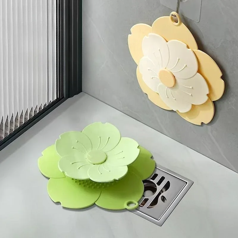 Cherry Blossom Floor Drain Deodorant Silicone Toilet Automatic Sealing Cover Toilet Insect-proof Sealing Sewer Special Artifact