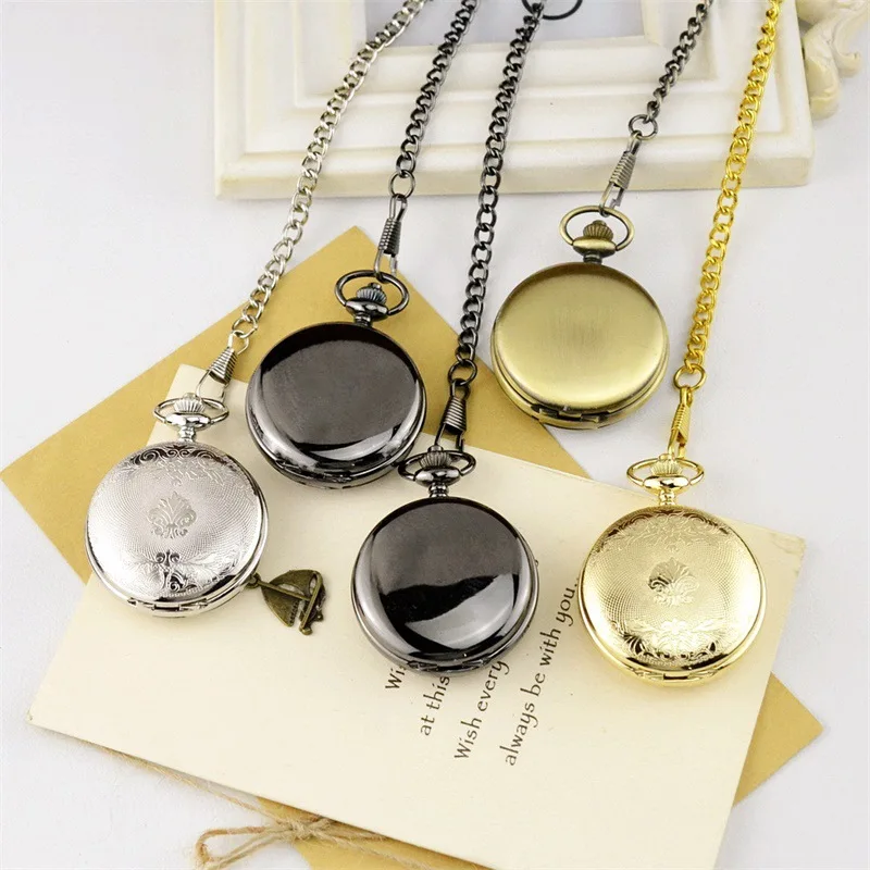 Luxury Mechanical Dual Two SideOpen Pocket Watch for Men Women Skeleton Roman Numeral Fob Chain Pendant Clock for Collection