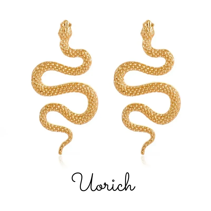 

Uorich New Popular Personality Gold Plated Snake Fashion Earrings for Women Exaggerated Finishing Touch Jewelry Wedding Gifts