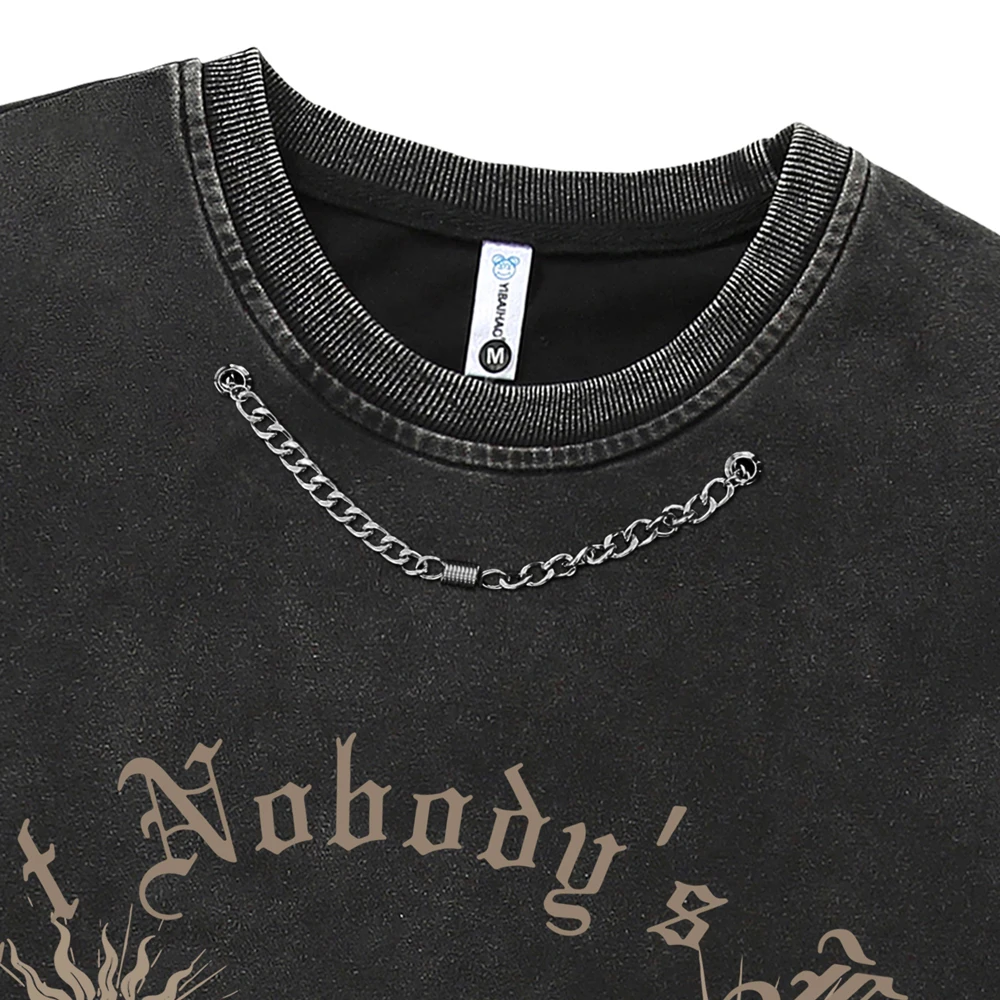 Ripped Goth T Shirts Men Vintage Long Sleeve Oversized T-shirts Fairy Grunge Y2k Men Clothes Harajuku Anime Streetwear Tops Tees