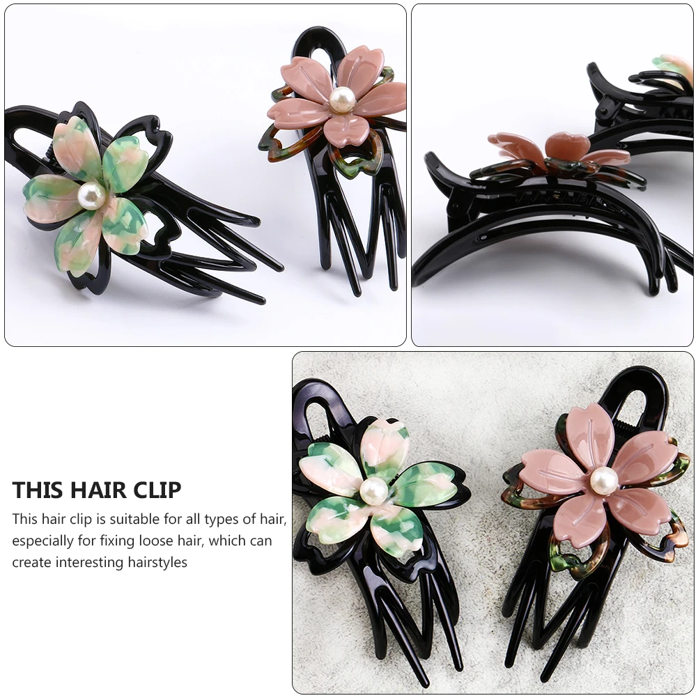 

Stylish Acrylic Flower Bun Duckbill Clip Ponytail Barrette Back Clip Nonslip Hair Accessory For Thick Thin Curly Long Hair
