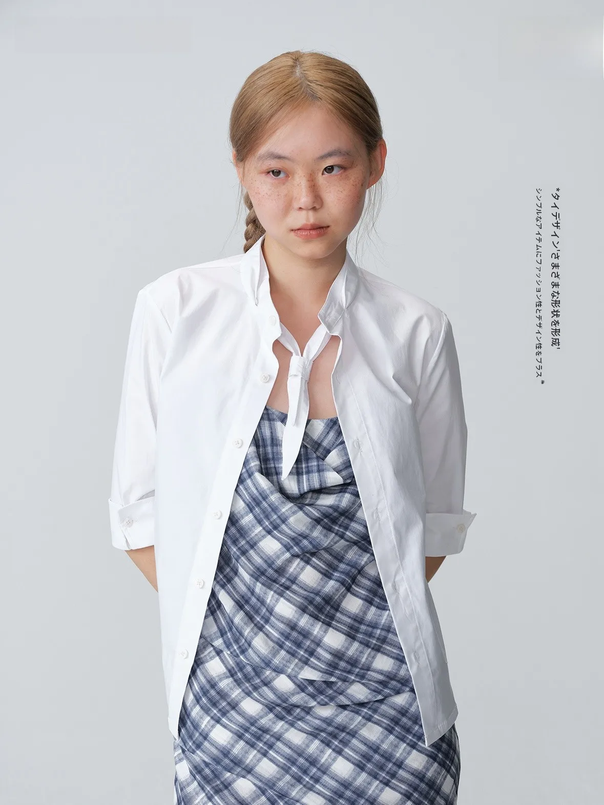 

Женская приталенная рубашка Dosordonts Весна 2026 с воротником-бантом, рукавом до локтя, дышащая, комфортная, из смесового хлопка с эластаном