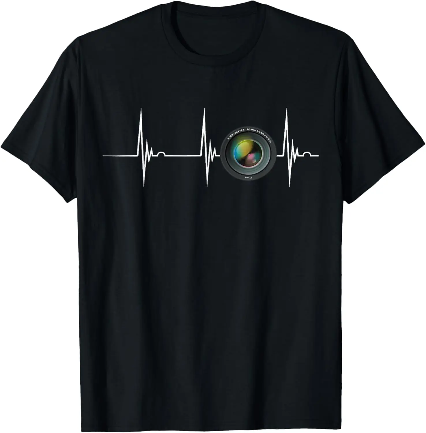 Camera Lens Heartbeat EKG Pulse Photography Photographer T-Shirt