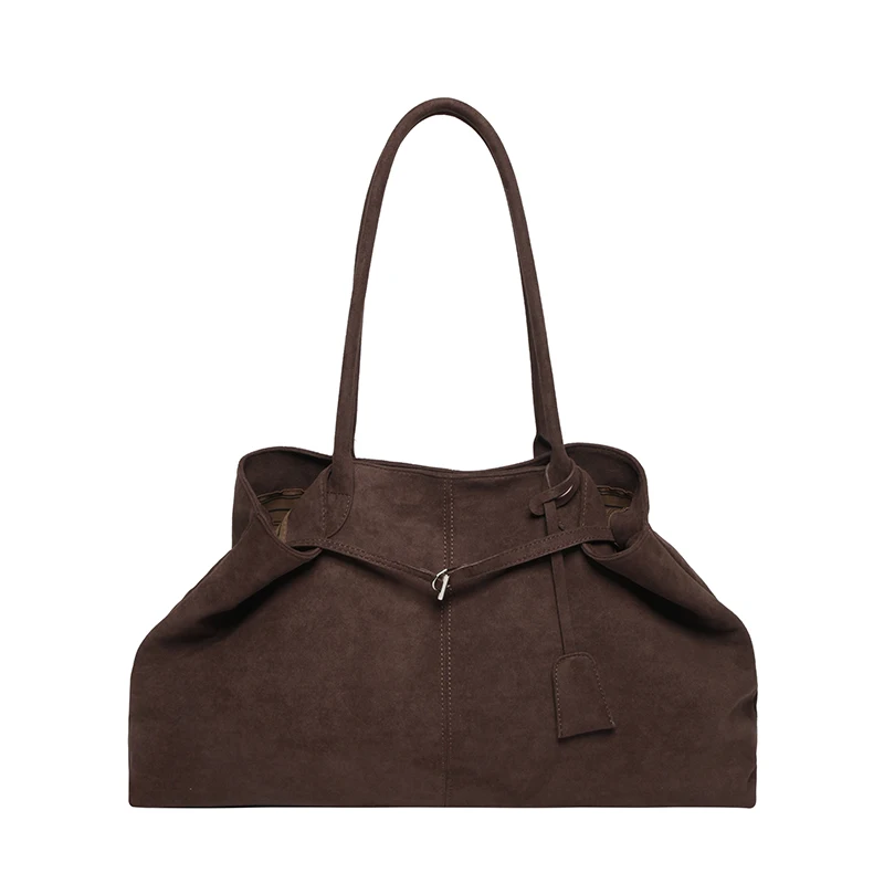 Women Suede Tote Bag Solid Color Shoulder Bag Large Capacity Handbags Trendy Satchel Bags Work Travel Shopping Commuter Tote Sac