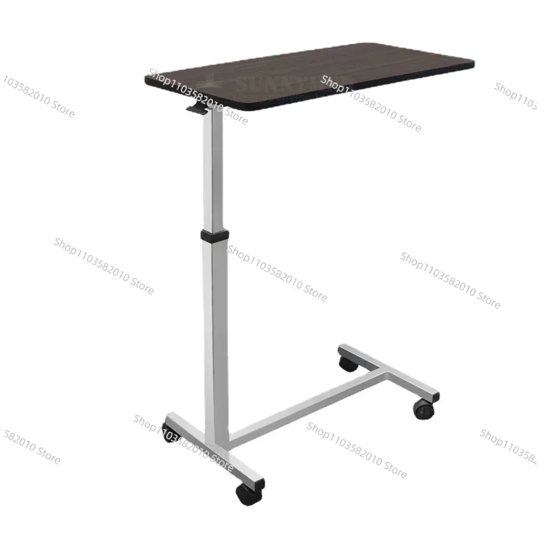 SY-R083 Adjustable Hospital Dinner Table Medical Gas-Spring Folding Overbed Table With Wood and Wheels