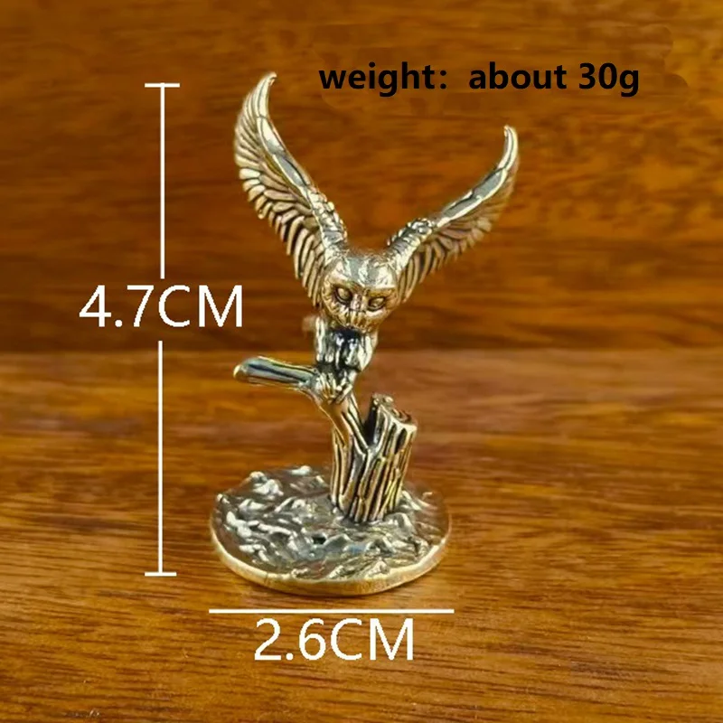 Antique Solid Brass Tree Owl Miniature Figurines Retro Copper Animal Tea Pet Desktop Ornament Decor Crafts Animal Figurines view 3
