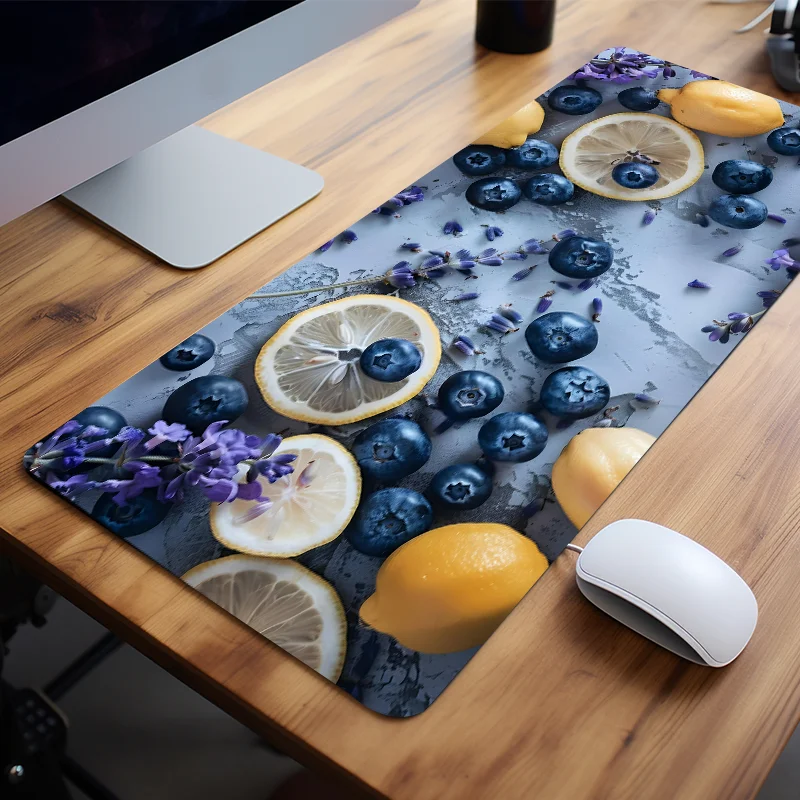 Fresh Lemon Blueberry Mouse Pad HD Desk Mat for Home Office Non-Slip Rubber Base Perfect for Friends Teens Girlfriend Boyfriend