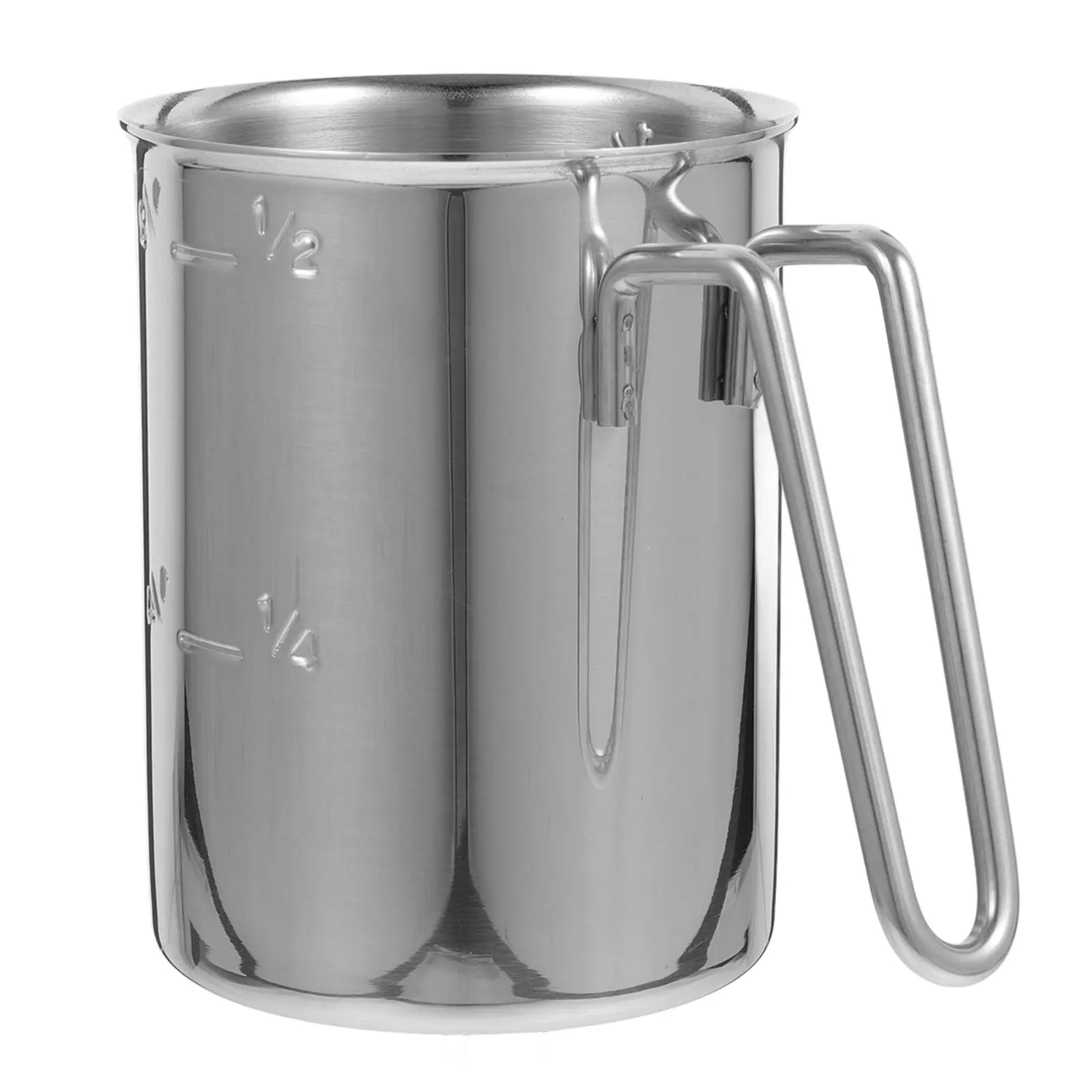 Taza medidora de arroz metálica de 500 ml, de acero inoxidable, con escala de 200 g, jarra con asa para verter, para cocinar arroz, cocer a vapor, preparar polvo de arroz y hornear