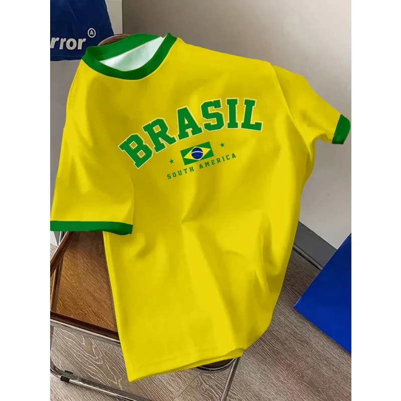 

3D Printed Brazil Flag T Shirt For Men Brazilian Sports Pattern T-Shirts Summer Fashion Casual O-Neck Tees Loose Short Sleeves