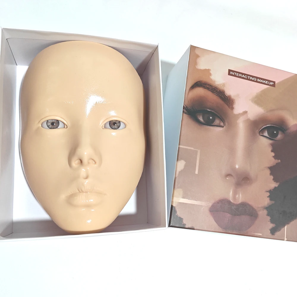 1pc White Skin Color Full Face Reusable Makeup Board Silicone Practice Pad For Makeup Beauty Academy Cosmetics