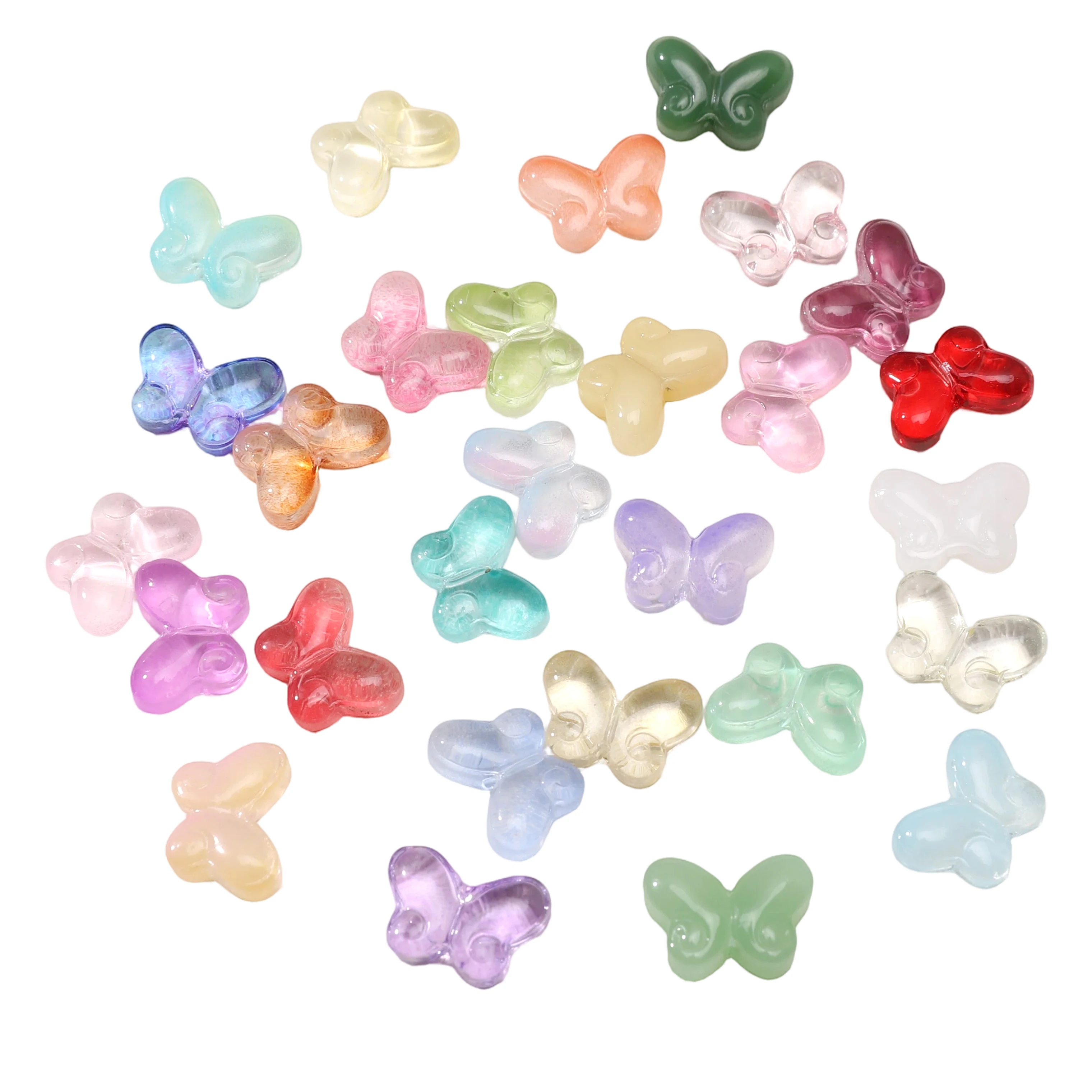 10pcs/lot 14x10mm Glass Beads Colorful Butterfly Shape Charm Loose Spacer Beads DIY Making Necklace Bracelet Accessories Beads