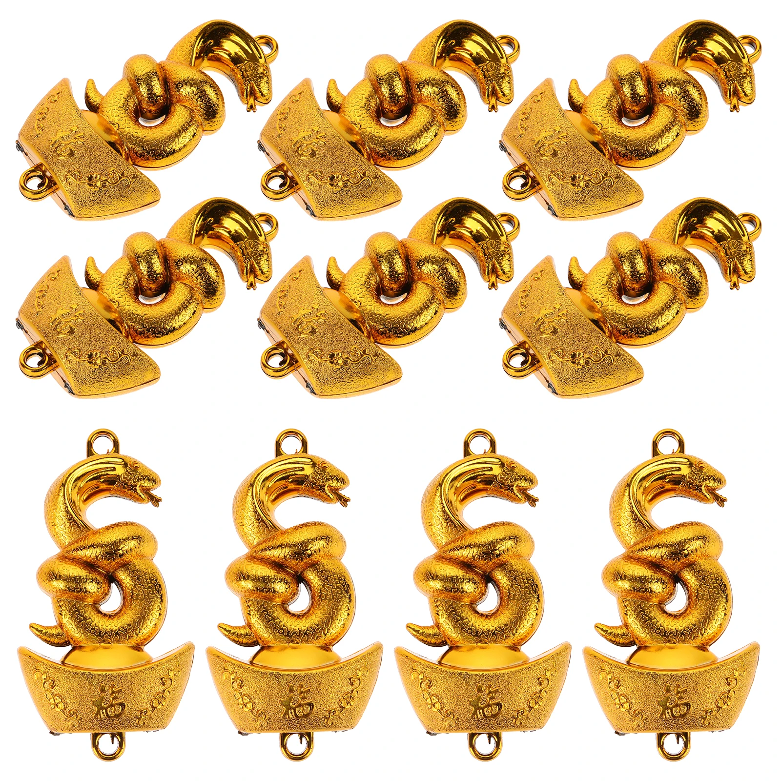 

10 Pcs Golden Snake Accessories Durable Safe Zodiac Statue Hanging Ornament Chinese New Year Decor Home Office Hotel Shop