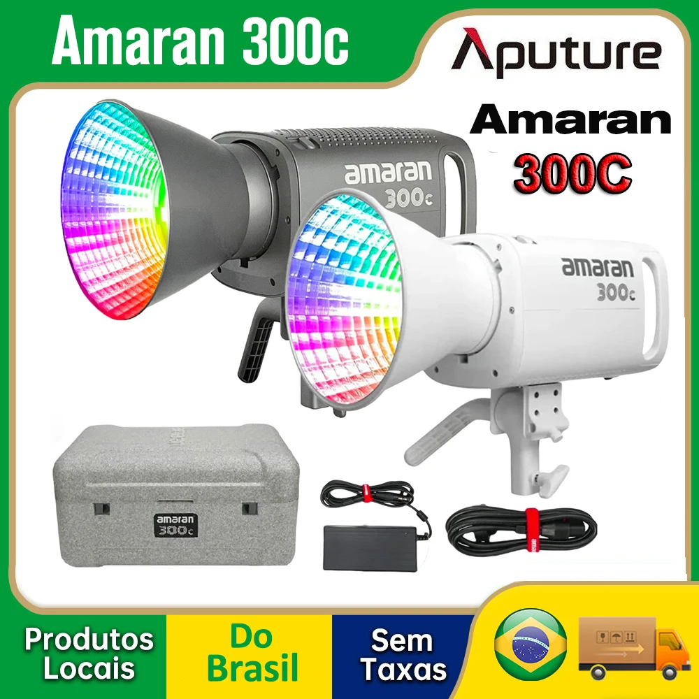 

【DO BRASIL】Amaran 300c RGB COB Video Light, Bowen Mount, RGB Full-Color 2500K-7500K com G/M Hyper Reflector,App Control by Aputu