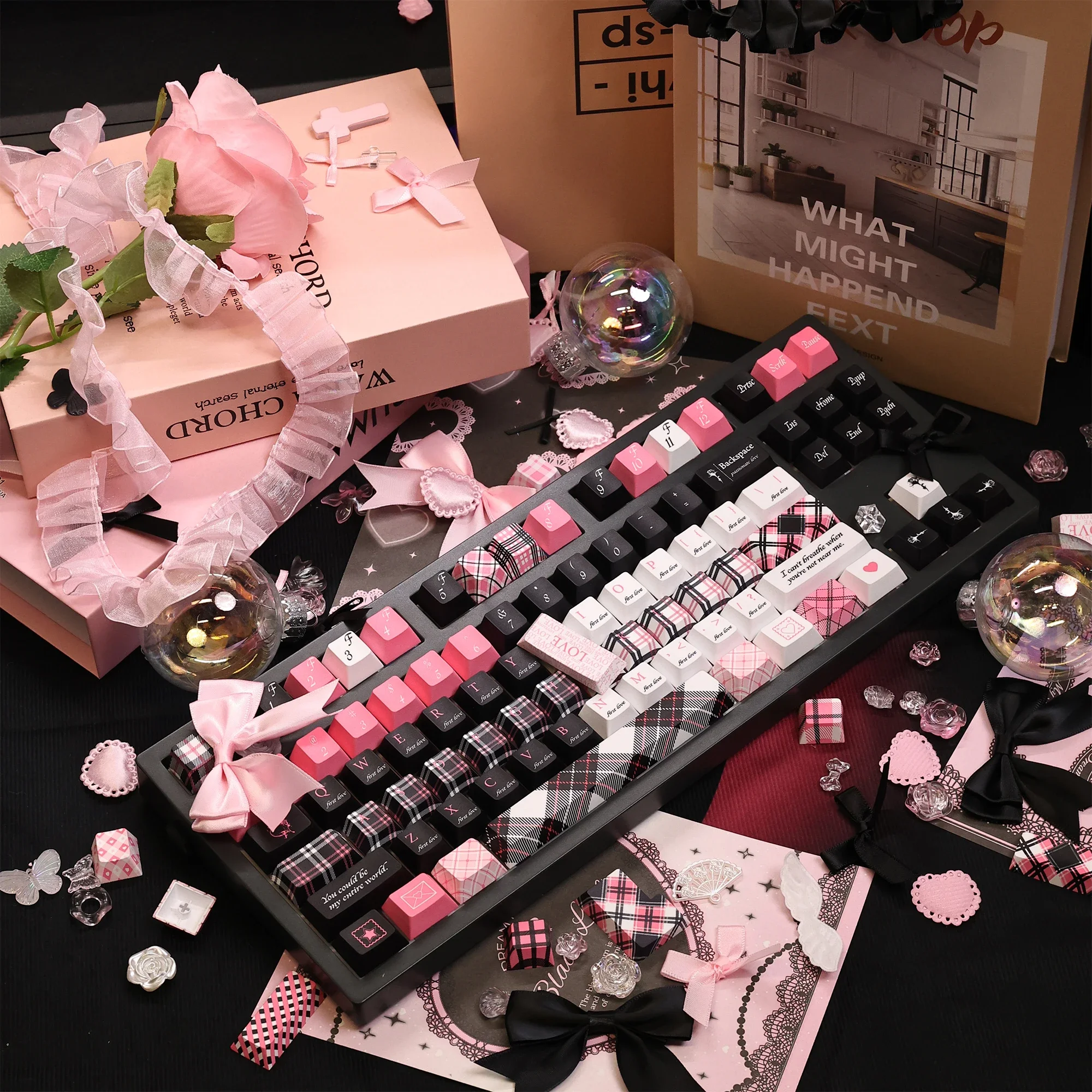 127 Keys First love Keycaps Keyboard Key PBT Chreey Profile Gaming Key Caps for Mechanical Keyboard Accessories 64/68/87/104