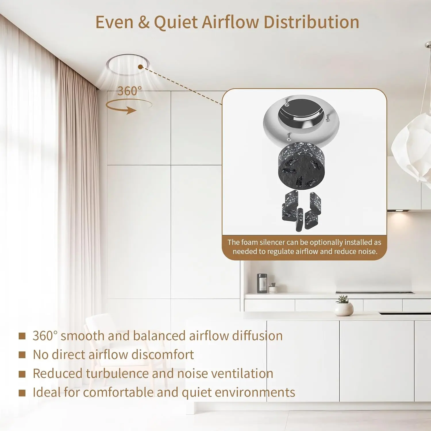 Gypsum Frameless Ceiling Air Diffuser for 100mm Round Duct