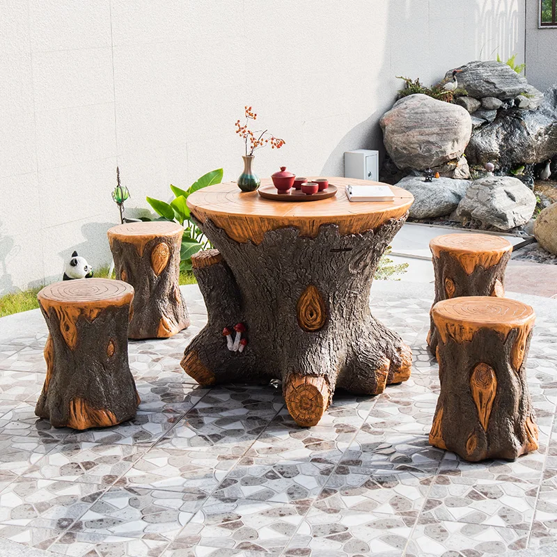 

Wood Nordic Garden Furniture Sets Round Relaxing Designer Luxury aesthetic Italian irregular Arredo Giardino patio furniture