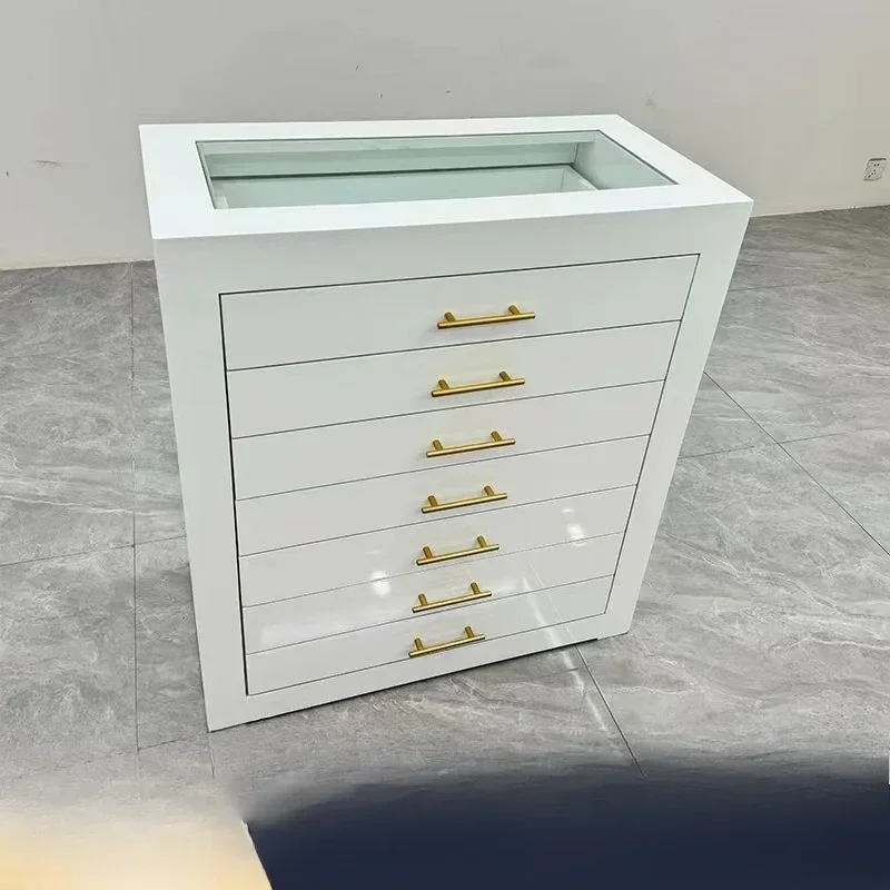 Jewelry cloakroom counter storage cabinet, clothing store double-sided jewelry display cabinet, multi-layer middle island