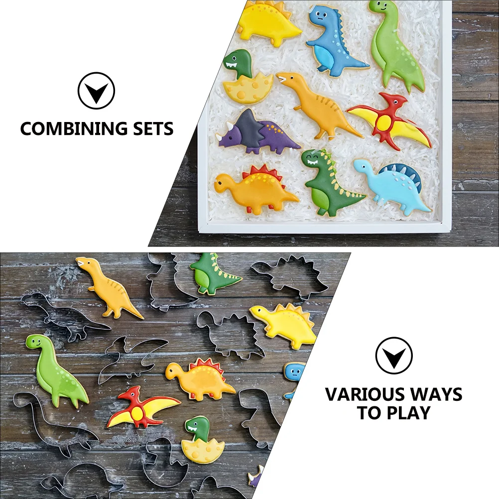 

10 pcs Dinosaur Cookie Molds Stainless Steel Baking Tools For Kids Diy Chocolate Fondant Making Animals Shape Reusable