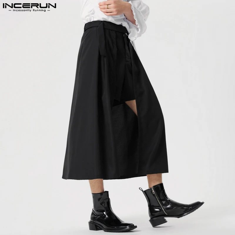 2024 Men Irregular Pants Solid Color Streetwear Loose Casual Skirts Trousers Men Summer Fashion Leisure Male Pants S-5XL INCERUN