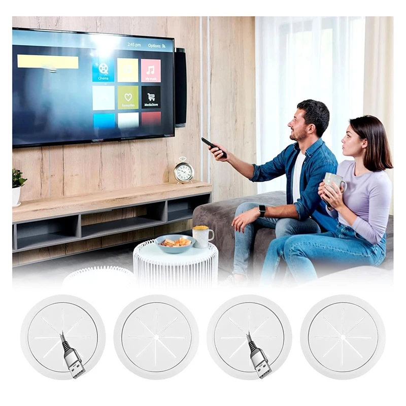 A21I-4 Pack Wire Concealer For Wall Mounted TV, 2-3/8 Inch (60Mm Hole) TV Wall Wire Concealer, Wall Cable Management Kit