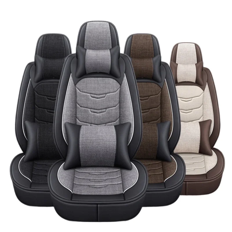 New Leather and Linen Foam Headrests Car Seat Cushions and Interior Accessories Car Seat Covers