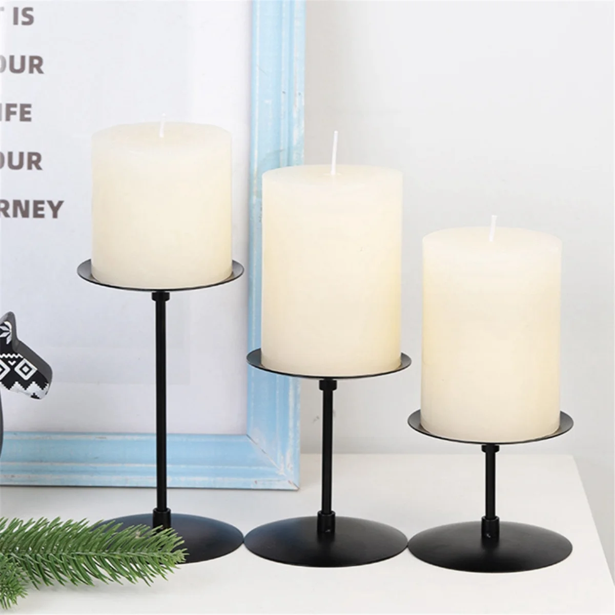 HHTL Pillar Candlestick Wedding Candlestick Iron Candlestick Candlestick Table Decoration