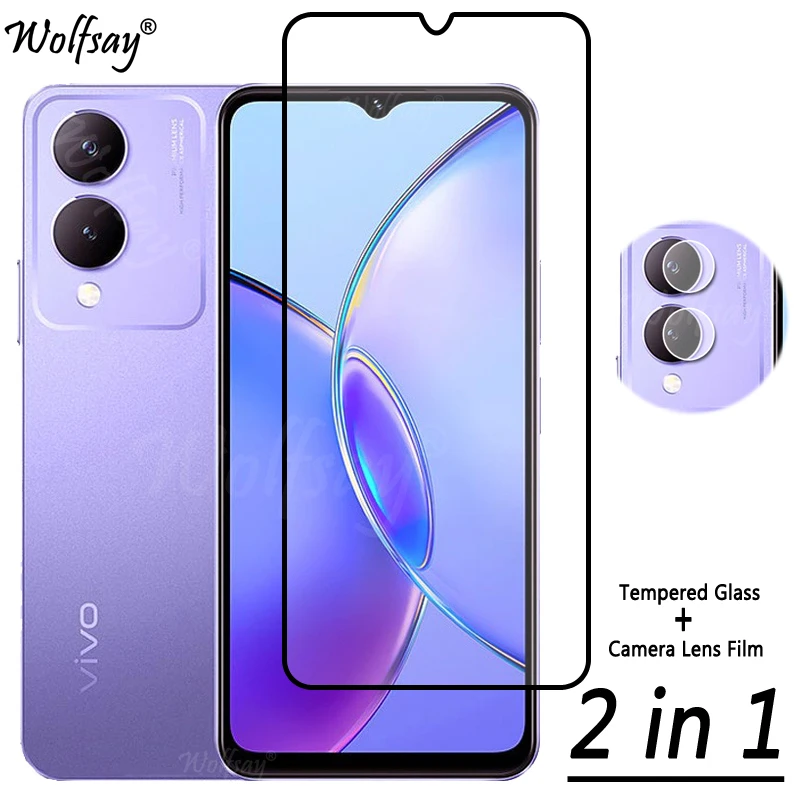 2 in 1 Full Cover Tempered Glass For Vivo Y17S Screen Protector For Vivo Y17S Y17 S Camera Lens For Vivo Y17S Glass 6.56 inch