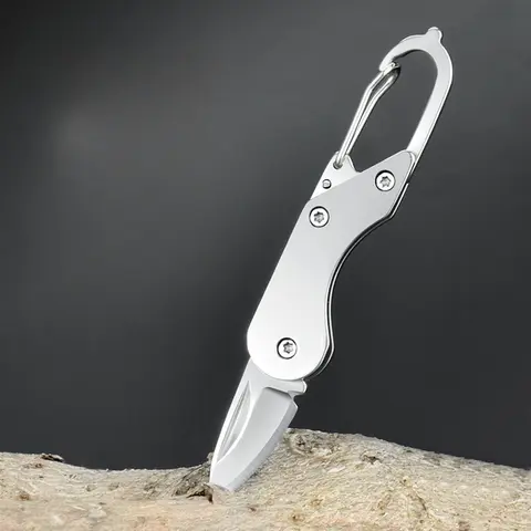 1PC Stainless Steel Mini Folding Knife Outdoor Camping Portable Pocket Keychain EDC Multitools Knives With Buckle Outdoor Tools