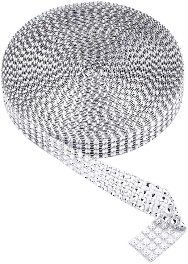 

4-рядная серебряная акриловая лента со стразами, 10 ярдов, для свадебных тортов и поделок