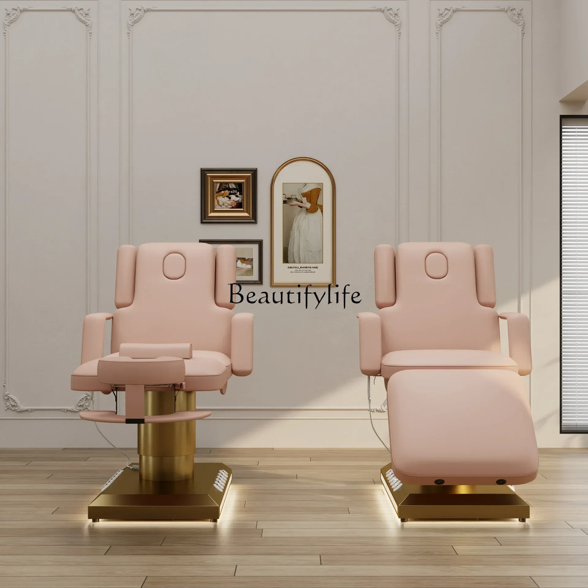 

06Golden electric beauty bed beauty salon special body massage embroidery bed